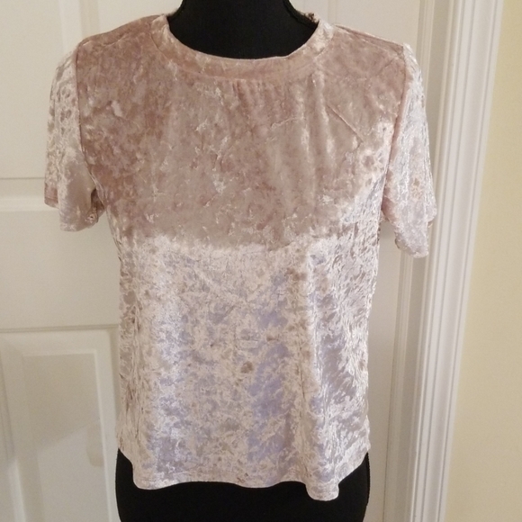 Occasion Tops - ☆ Occasion ☆ Pink Crushed Velvet Crop Top
